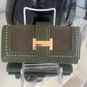 Olive Green Studded Women's Wallet